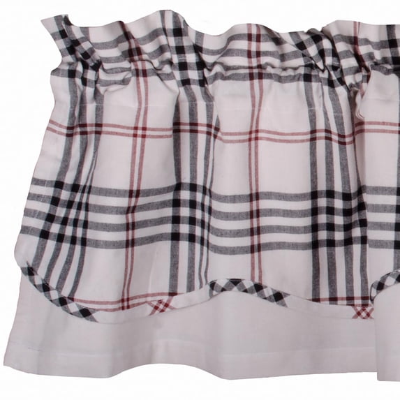 Chesterfield Check Fairfield Cream with Black and Red 72" x 15.5" Lined Cotton Valance by Raghu