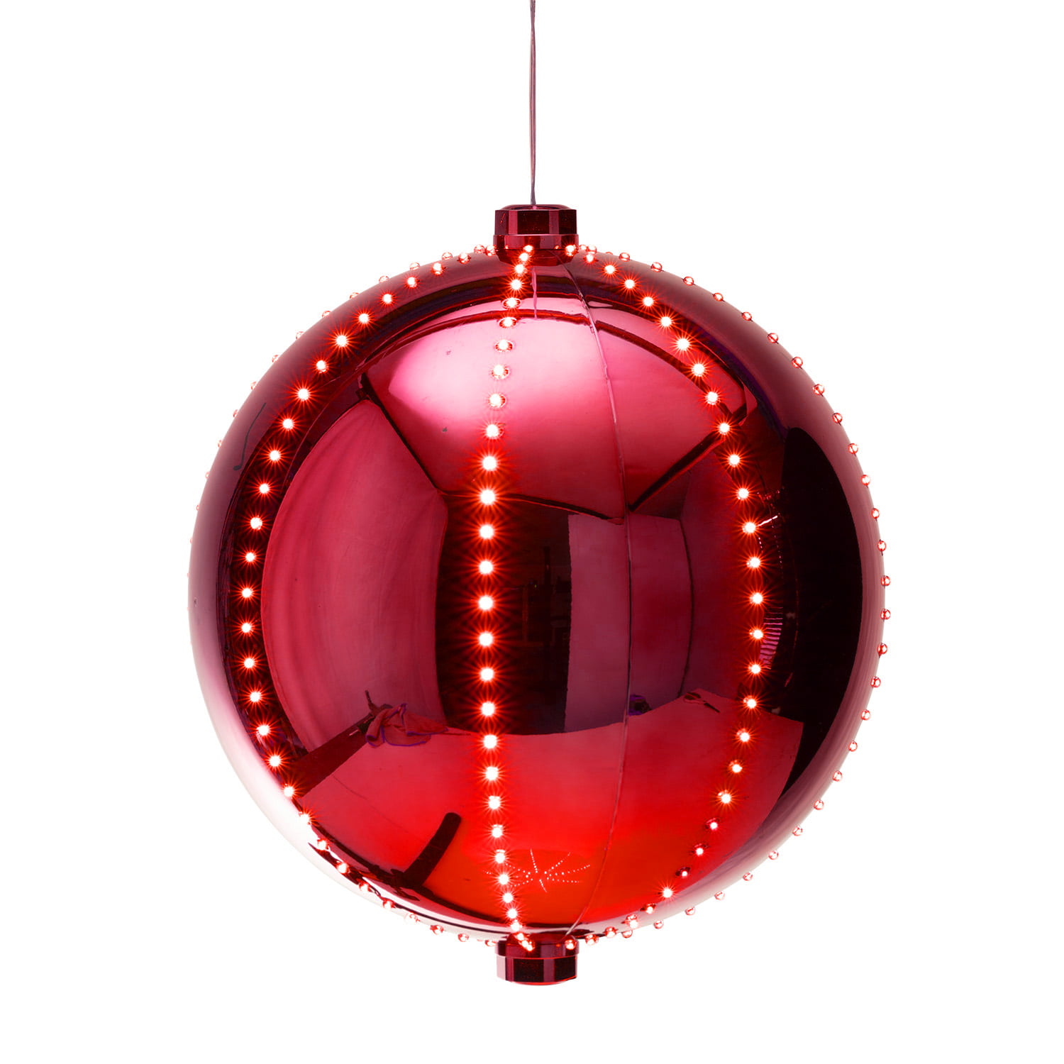 Alpine Corporation Christmas Ball Ornament with Color Changing LED Light Red Indoor Festive Holiday Décor for Home 
