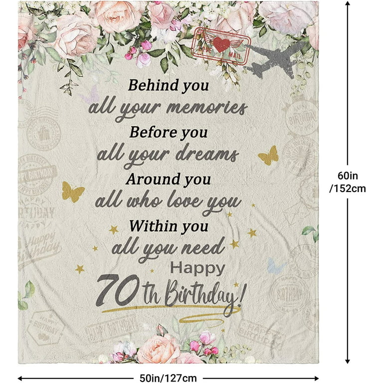 70th Birthday Gifts for Women, Gifts for 70th Birthday Women Blanket 60 X  50, 70th Birthday Gift Ideas, 70 Year Old Birthday Decoration for Grandma