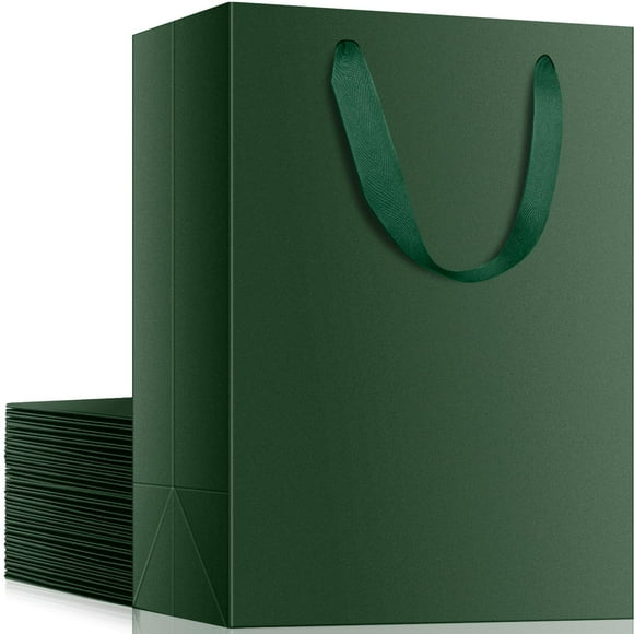 Bolsas de regalo de papel EUSOAR, 20 unidades, color verde, 20 x 10 x 28 cm, tamaño mediano