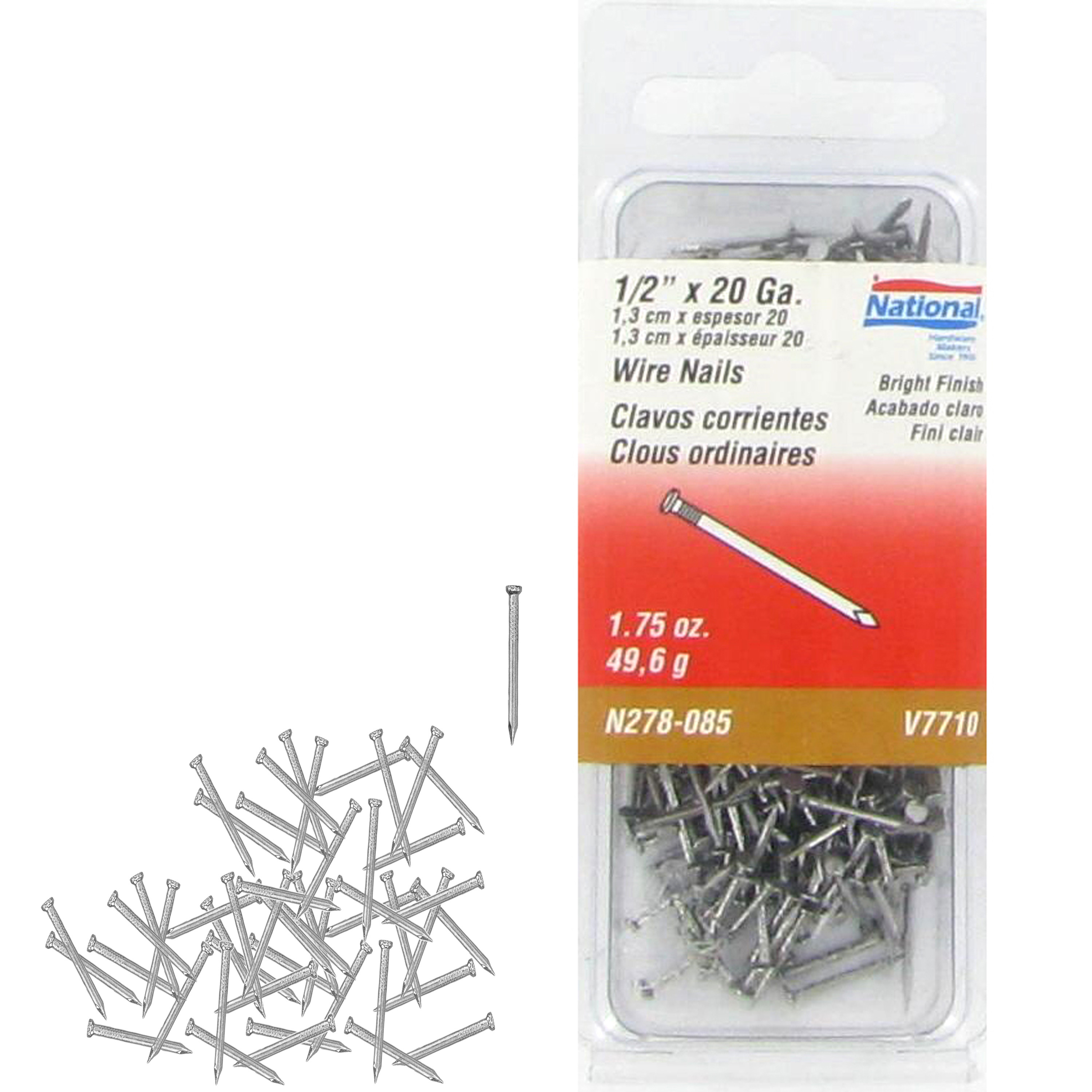 New National Hardware N278085 Wire Nails 20 Gauge 1/2 Inch Bright