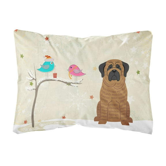 Carolines Treasures BB2487PW1216 Christmas Presents between Friends Mastiff - Brindle Canvas Fabric Decorative Pillow,