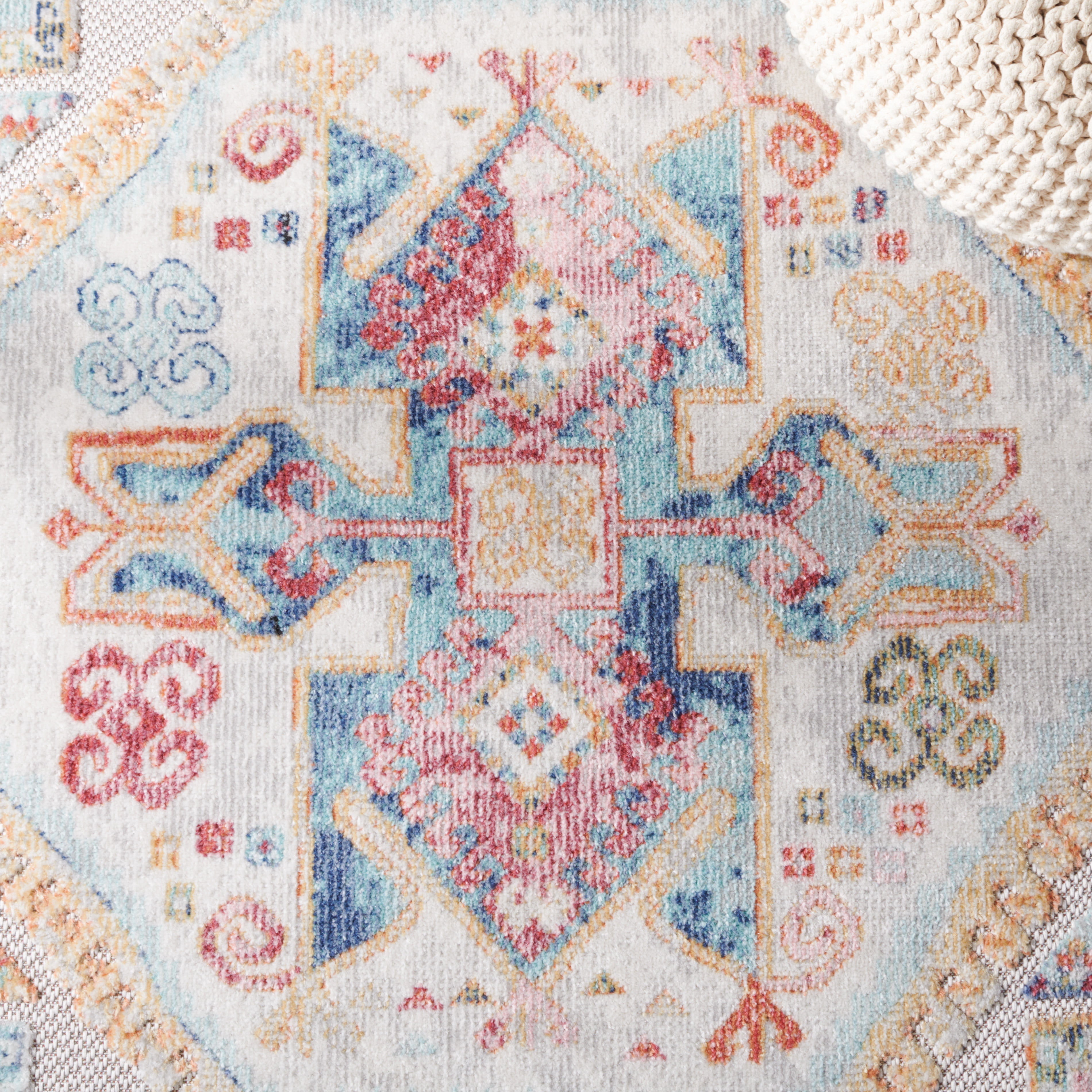 SAFAVIEH Cabana Clark Medallion Indoor/Outdoor Area Rug, Rust/Blue/Ivory, 4' x 6'