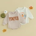 thumbnail image 2 of Fortune Baby Girl Boy Fall Sweatshirt Romper Long Sleeve Pumpkin Jumpsuit for Infant, 2 of 8