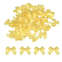 Uxcell 150Pcs Mini Ribbon Bow 1" Mini Fabric Satin Ribbon Flower Bows for Craft DIY Sewing Wedding Birthday Party Yellow