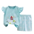 thumbnail image 3 of JUMESGU Cute Girls Outfits Girls Short Sleeve T-Shirt and Shorts Set for Big Kids And Toddler (Dark Purple & Light Blue,18-24 Months), 3 of 6