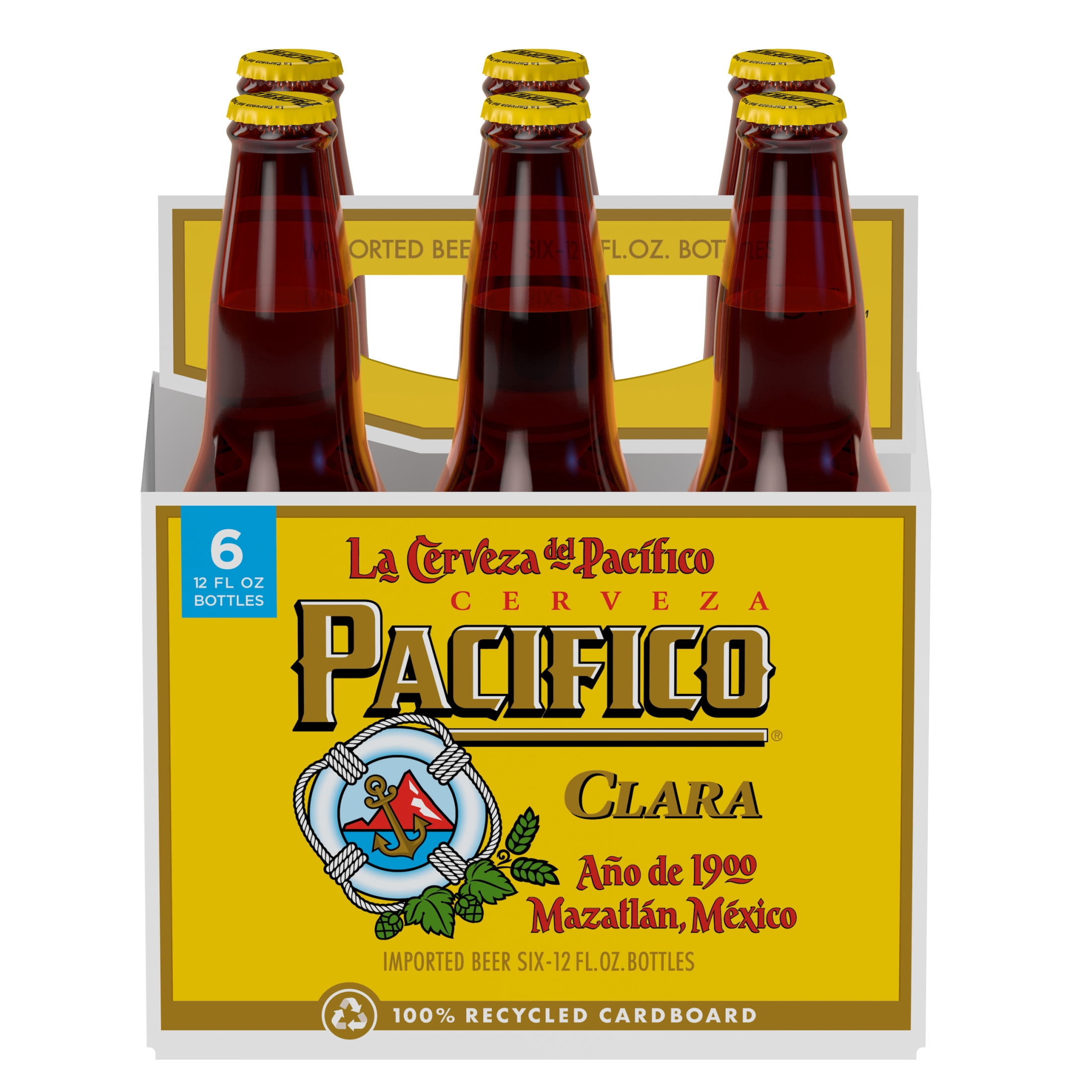 Pacifico Clara Mexican Lager Import Beer, 6 pack 12 fl. oz. Bottles, 4.4% ABV