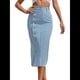 thumbnail image 1 of Falda Vaquera Midi Informal con Abertura para Mujer, Elástica, de Cintura Alta, Deshilachada y Abotonada Azul M, 1 of 10