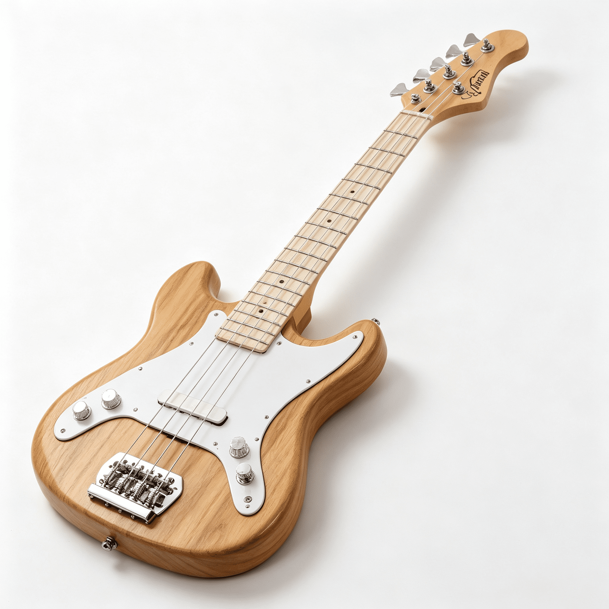 4 String 30in Short Scale Thin Body GB Bass Guitar with Bag Strap Connector Wrench Tool Burlywood