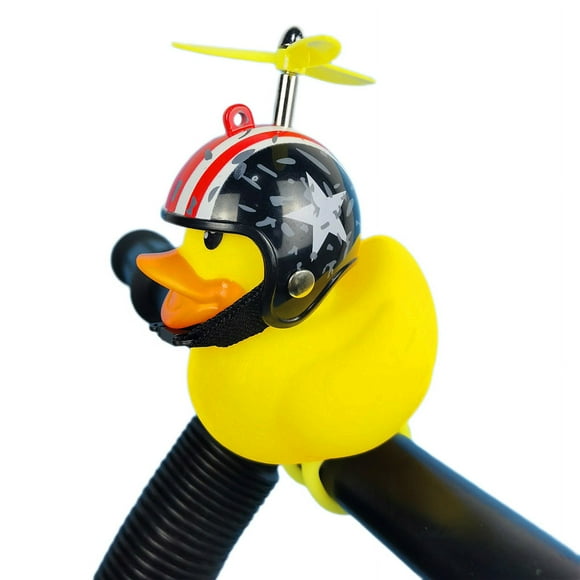 Rubber duck bicycle accessories with flash lamp and propeller helmet for automobile dashboard decoration(2pcs)