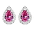 thumbnail image 2 of Dazzlingrock Collection 6X4mm Pear Pink Sapphire & Round White Diamond Teardrop Pushback Stud Earrings for Women (0.15 ctw, Color I-J, Clarity I2-I3) in 10K White Gold, 2 of 4