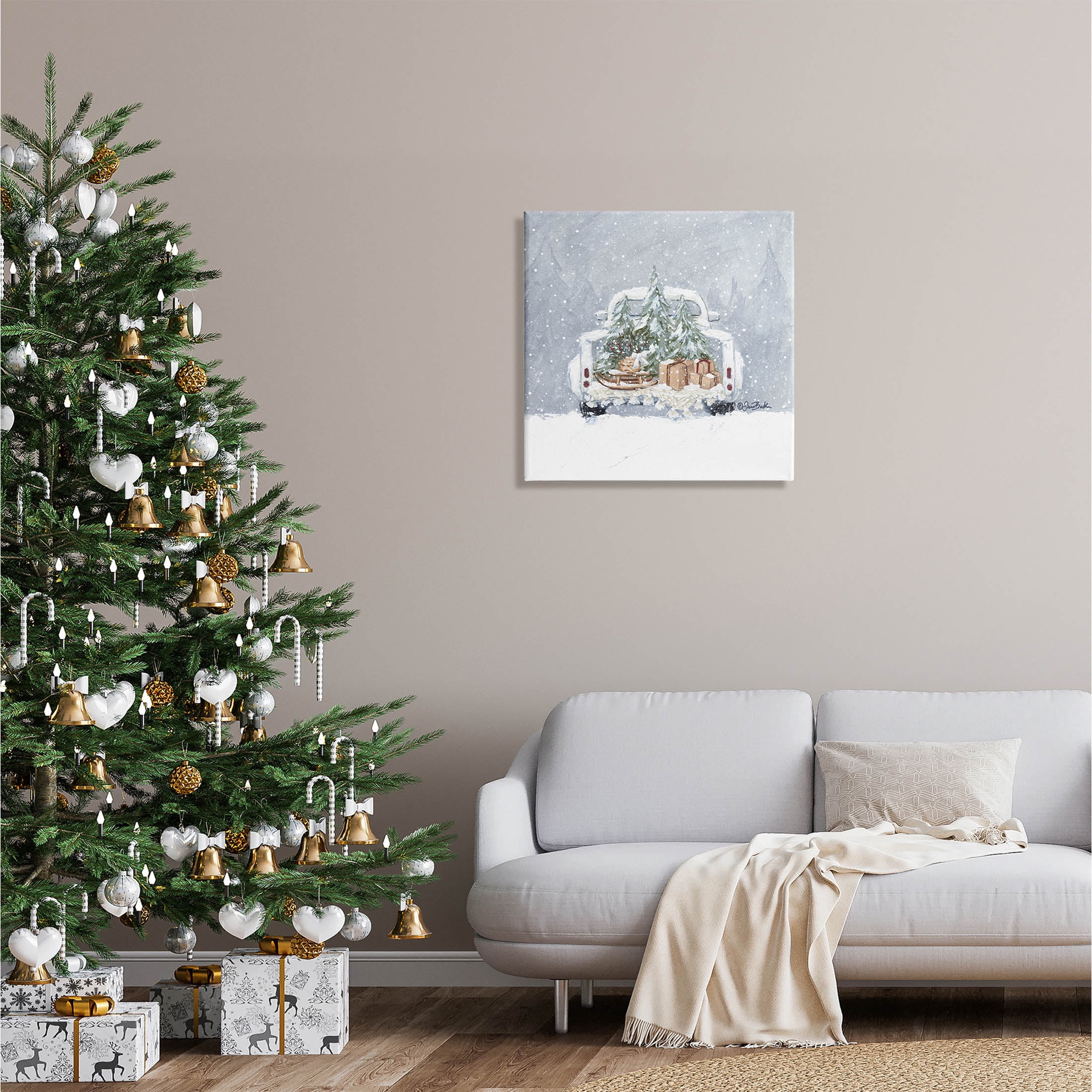 Winter Snow Holiday Gifts Holiday Painting Gallery Wrapped Canvas Print Wall Art