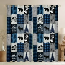 Homewish Safari Moose Bear Black Out Curtains,Country Farmhouse Lodge Curtains Pack of 2 (42x63 Each),Outdoor Adventure Bedroom Curtains For Men Women,Ultra Soft Home Decor