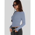 thumbnail image 6 of Womens Crew Neck Basic Long Sleeve T Shirt Slim Fit Tees Fall Going Out Crop Tops Cute Tight Shirts, 6 of 6