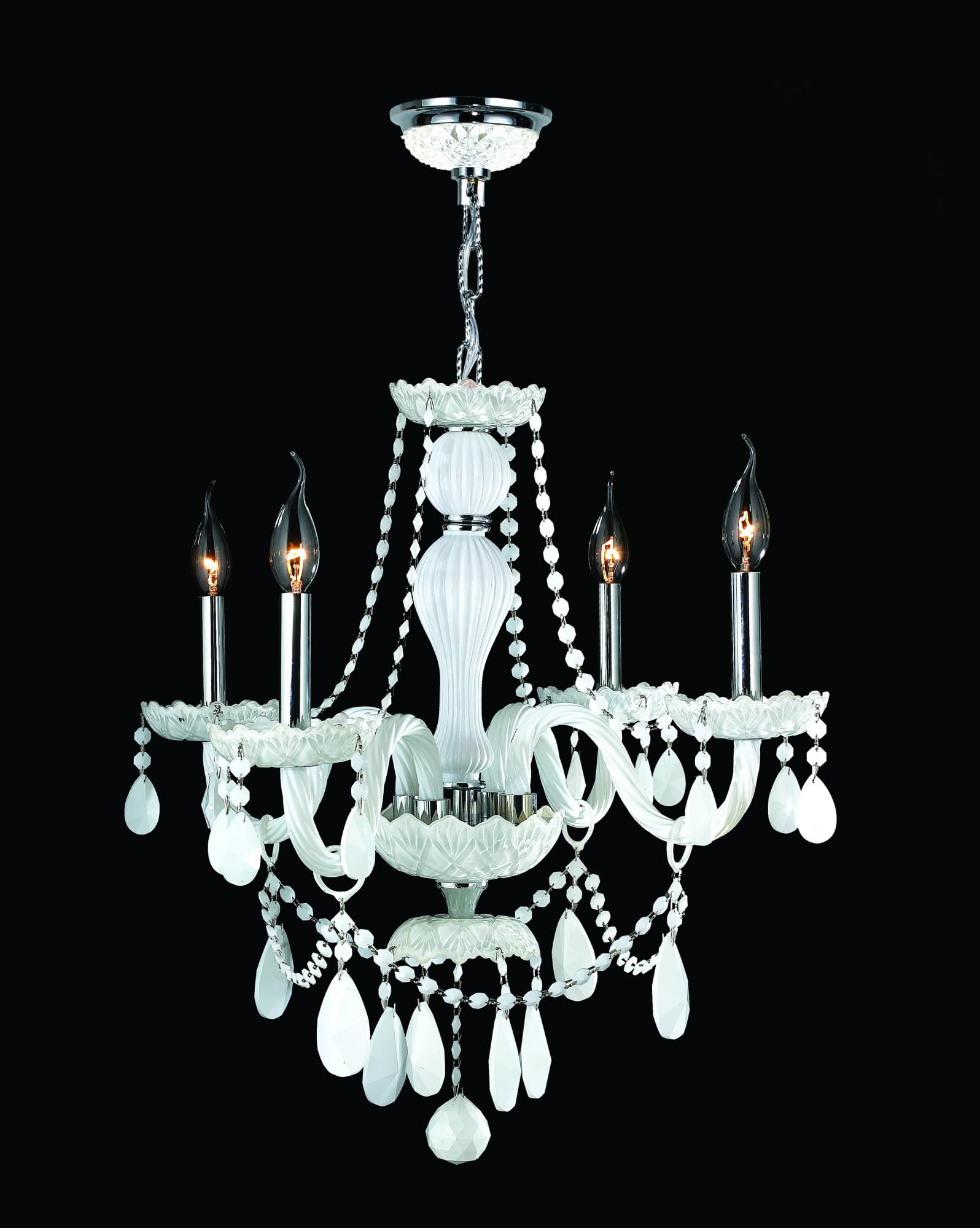 Provence Collection 4 Light Chrome Finish and White Crystal Chandelier 23" D x 25" H Medium