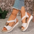 thumbnail image 5 of Viluyesy Womens Wedge Sandals, Fashion Striped Comfort Peep Toe Summer Casual Dressy Shoes White US7.5, 5 of 9