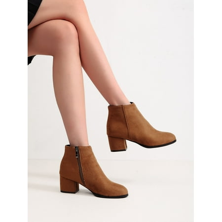 

Minimalist Side Zipper Chunky Heeled Boots Women‘s Footwear