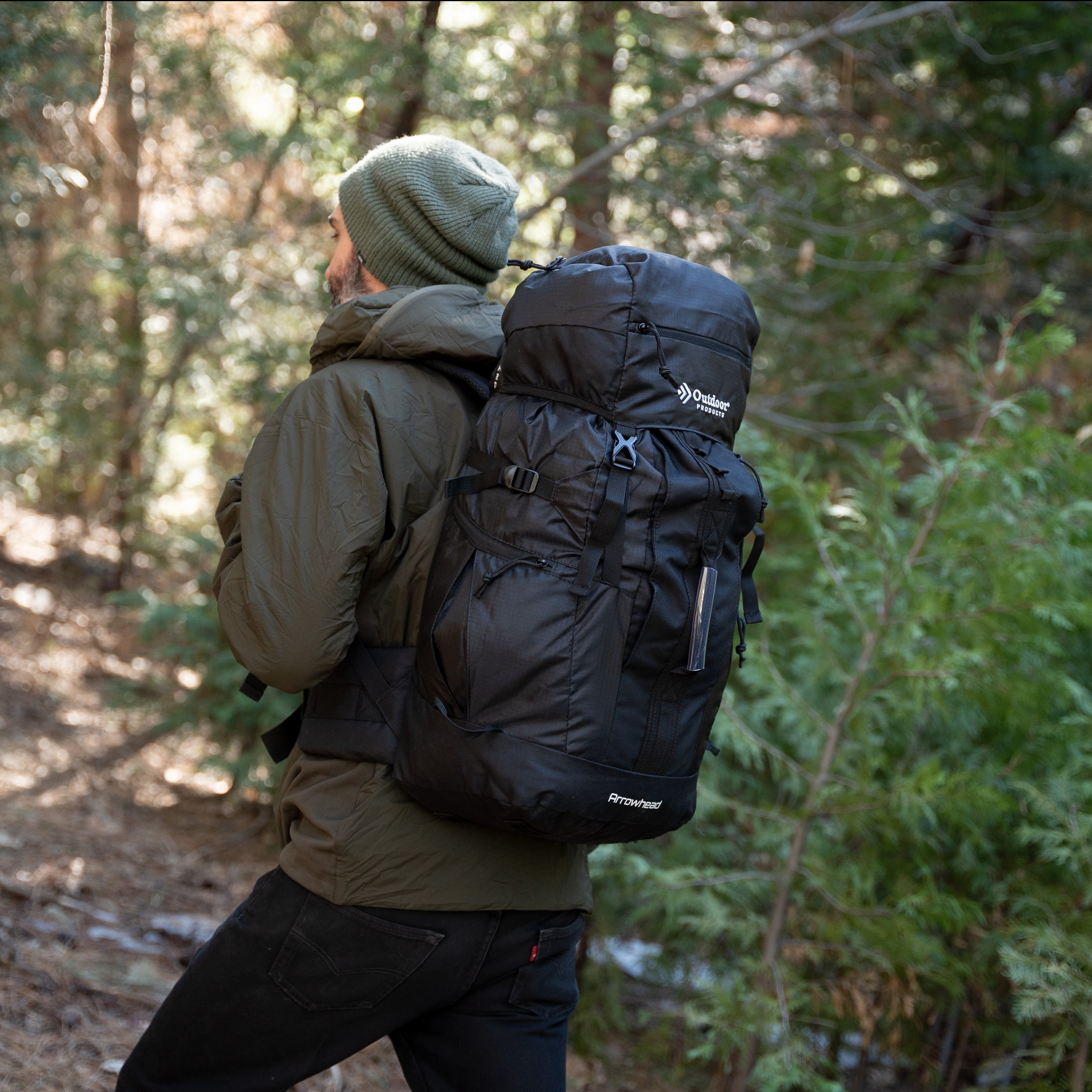 Outdoor Products Unisex Arrowhead 47.5 L Black Hiking Backpack for Adults and Teens