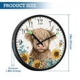 thumbnail image 3 of Voice Activated Clock with Glow Light 12 Inch Large Silent Wall Clock Battery Operated for Home Decor Sunflowers and Highland Cow, 3 of 8