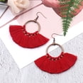 thumbnail image 3 of pitrice 1 Paire de Boucles d'Oreilles Bohémiennes à Pampilles Pendantes Élégantes en Forme d'Éventail Bijoux Exagérés Faits à la Main pour Fête Boucles d'Oreilles Rouges, 3 of 9