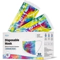 thumbnail image 3 of Disposable Face Mask, 3-Ply with Ear Loop (40 Pack of 50 Individually Wrapped - 2000 Total) - Tie Dye, 3 of 12