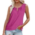 thumbnail image 7 of CheerKidz Women's Keyhole V-Neck Embroidered Tank Tops Summer Sleeveless Casual Shirt,Loose Fits Fashion Camisole,Trendy Eyelet Detail Beachwear(Hot Pink,L), 7 of 7