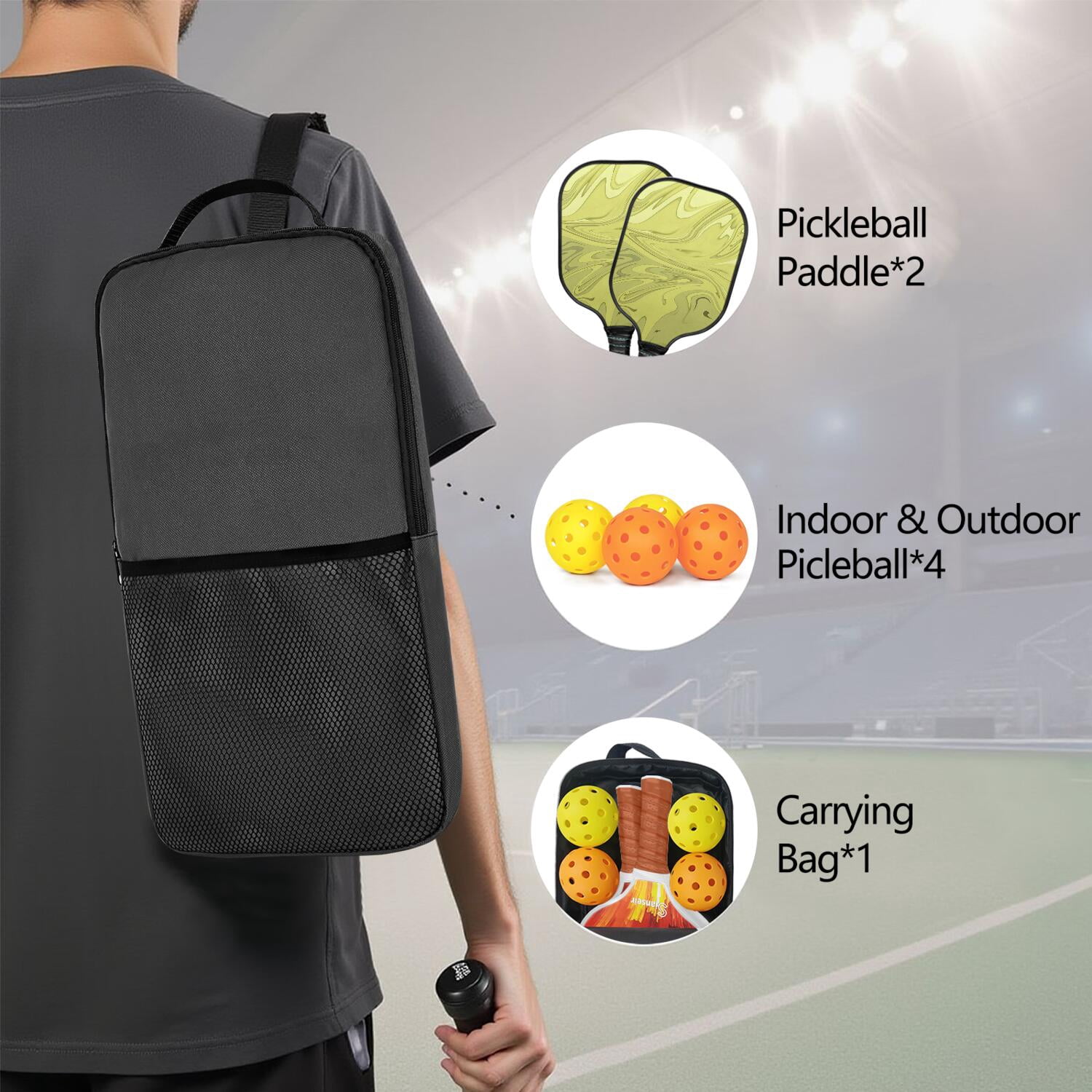 Pickleball Paddles Set Of 2, Fiberglass Surface, Liquid & Marble Print, 4 Balls & Bag