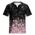 thumbnail image 4 of pstuiky Oversized Tshirts Shirts for Women, Women Summer Tops 2024 Dressy Casual 3/4 Sleeve Blouses Floral Work Button-Down Shirts Leisure Black XL, 4 of 5