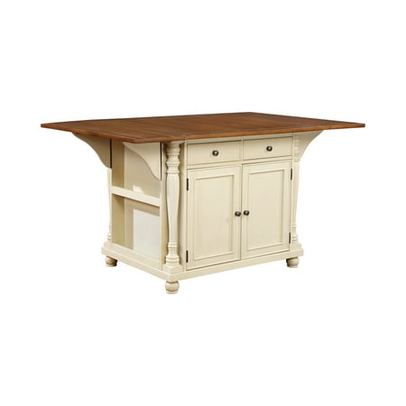 Slater 2-drawer Kitchen Island with Drop Leaves Brown and Buttermilk (Incomplete Box 2/2 )