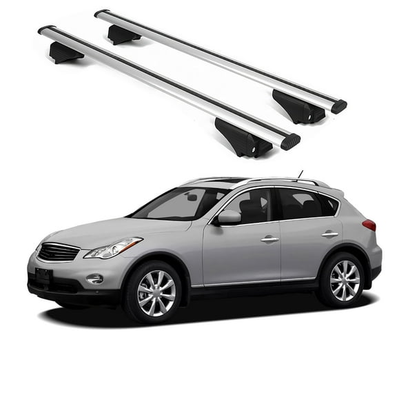 ERKUL Roof Rack Cross Bars for INFINITI EX35/EX 2008-2012 | Aluminum Crossbars with Anti Theft Lock for Rooftop | Compatible with Raised Rails - Silver