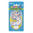 thumbnail image 2 of Unique Industries' Polka Dot Number "5" Birthday Candle, 2 of 2