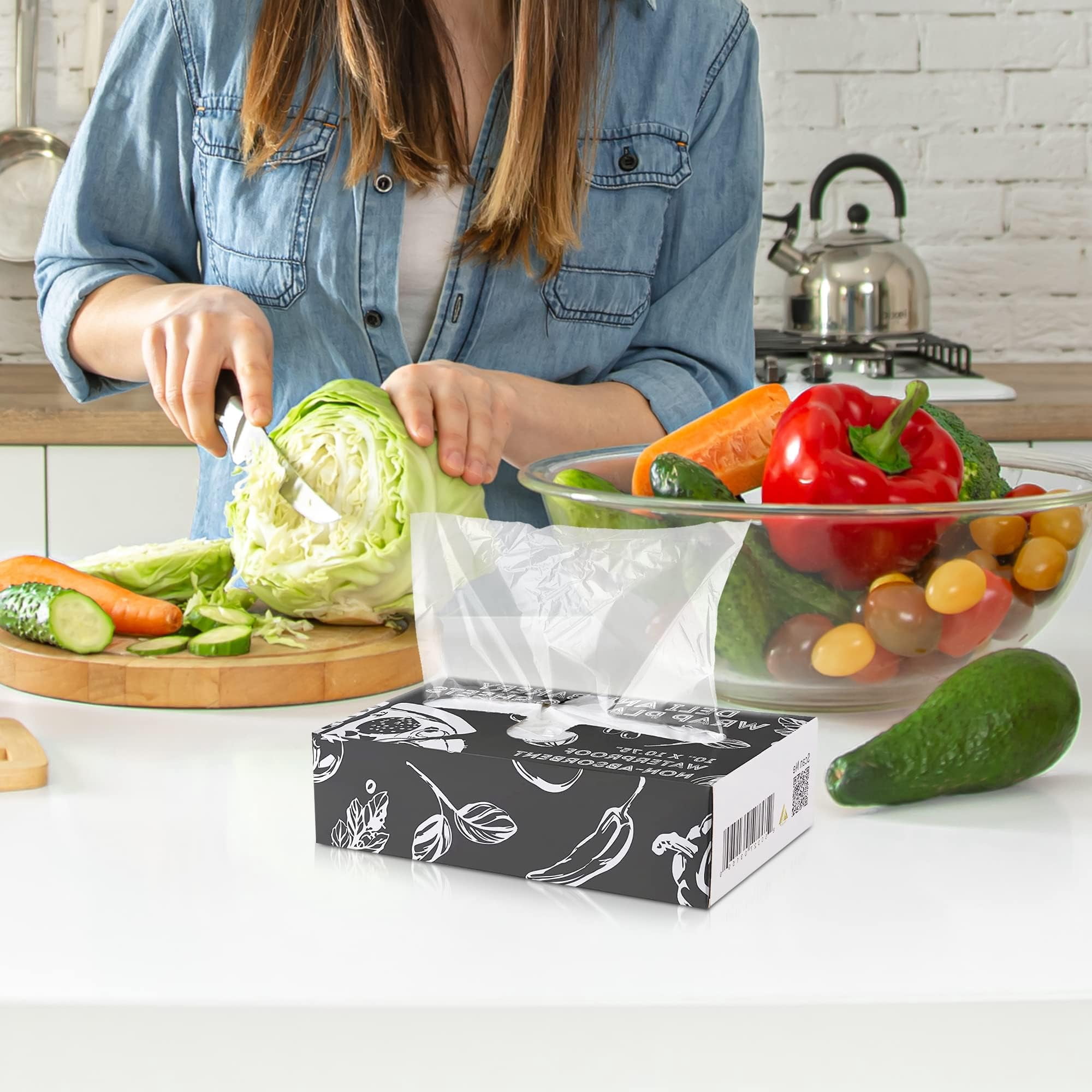 Clear Deli Wrap Plastic Sheets, Pop-Up Pre-Cut Leakproof, 10000 Count, 12 x 10.75 in