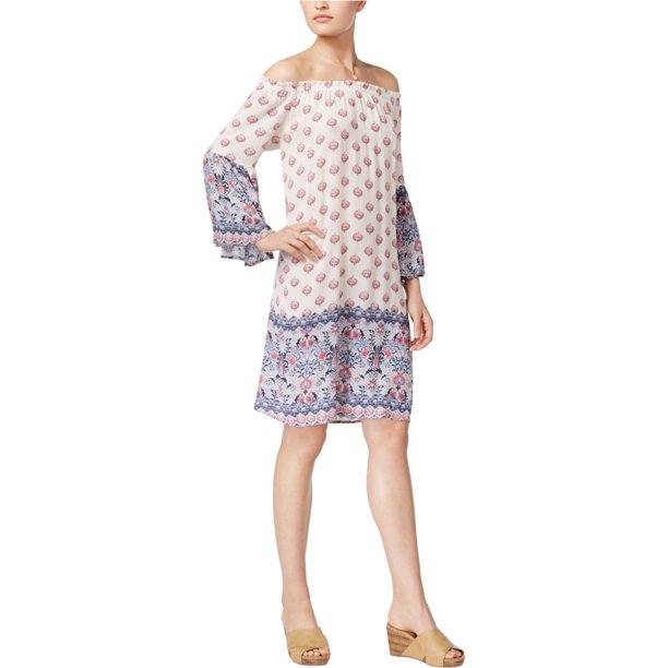 Style & Co. Vestido recto con mangas acampanadas para mujer, color blanco roto, pequeño