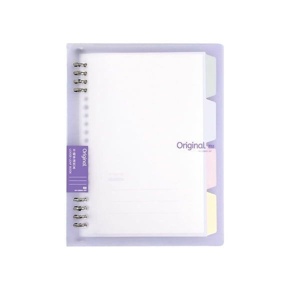 TopLLC 8 Ring Binder Notebook, Frosted PVC Softcover A5 Lined Writing Notebook with Tabs, Refillable 120 Pages Thicken Ruled Paper Loose Leaf Journal Notepad School Office Supplies for Students