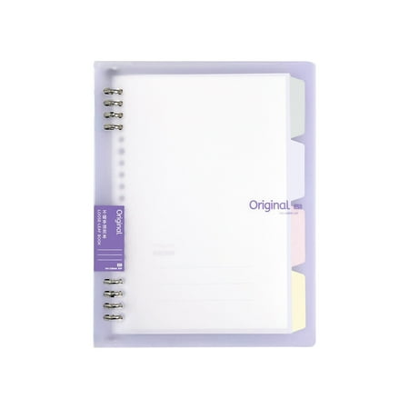 Lksixu 8 Ring Binder Notebook Frosted PVC Softcover A5 Lined Writing Notebook with Tabs Refillable 120 Pages Thicken Ruled Paper Loose Leaf Journal Notepad Office Supplies for Work Travel