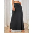 thumbnail image 4 of LYMAYTER Breathable Knit Maxi Skirts for Women's Casual Solid Color Elastic Swing Midi Skirt, 4 of 9