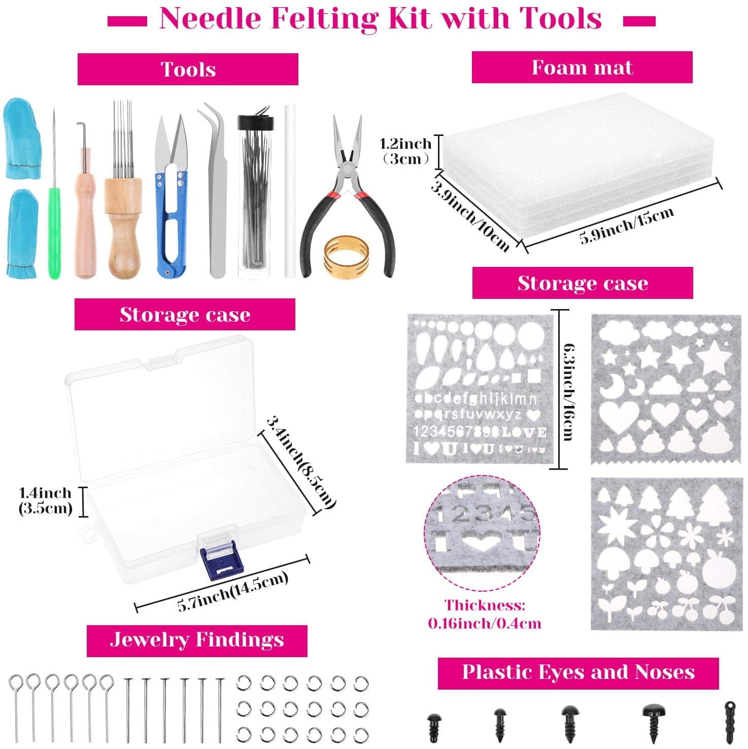 Needle Felting Kit Shynek 460 Pack Needle Felting Supplies Kit Includes 50 Colors Wool Roving and Felt Needles Tools for Beginners