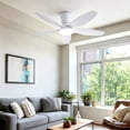 thumbnail image 3 of PHORUS 42" Low Profile Ceiling Fan with Light, Quiet DC Motor, Remote & App Control, 6-Speed Reversible Fan for Bedroom, Living Room and Covered Spaces,White, 3 of 10