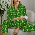 thumbnail image 6 of Yiaed Happy St. Patrick's Day Print Pajamas Women's Long Sleeve Sleepwear Soft Button Down Loungewear Pjs Lounge Set Nightwear Womens Pajama Pants-Medium, 6 of 7