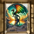 thumbnail image 4 of Luxcidy Dragon Pattern Suncatcher Stained Glass, Dragon Acrylic Suncatcher Stained Glass Effect Window Car Hanging Christmas Ornament Indoor Outdoor Decor Garden Sun Catcher Panel Gifts(D), 4 of 6