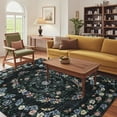 thumbnail image 2 of HOMERRY Floral Border Print Non Slip Area Rug 8' x 10' for Living Room Washable Indoor Carpet, Black, 2 of 6