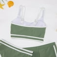 thumbnail image 6 of Girls' 3 Piece Swimsuit Solid Color High Waisted Bikini Set Bathing Suit Kids Swimwear with Shorts, 6 of 9