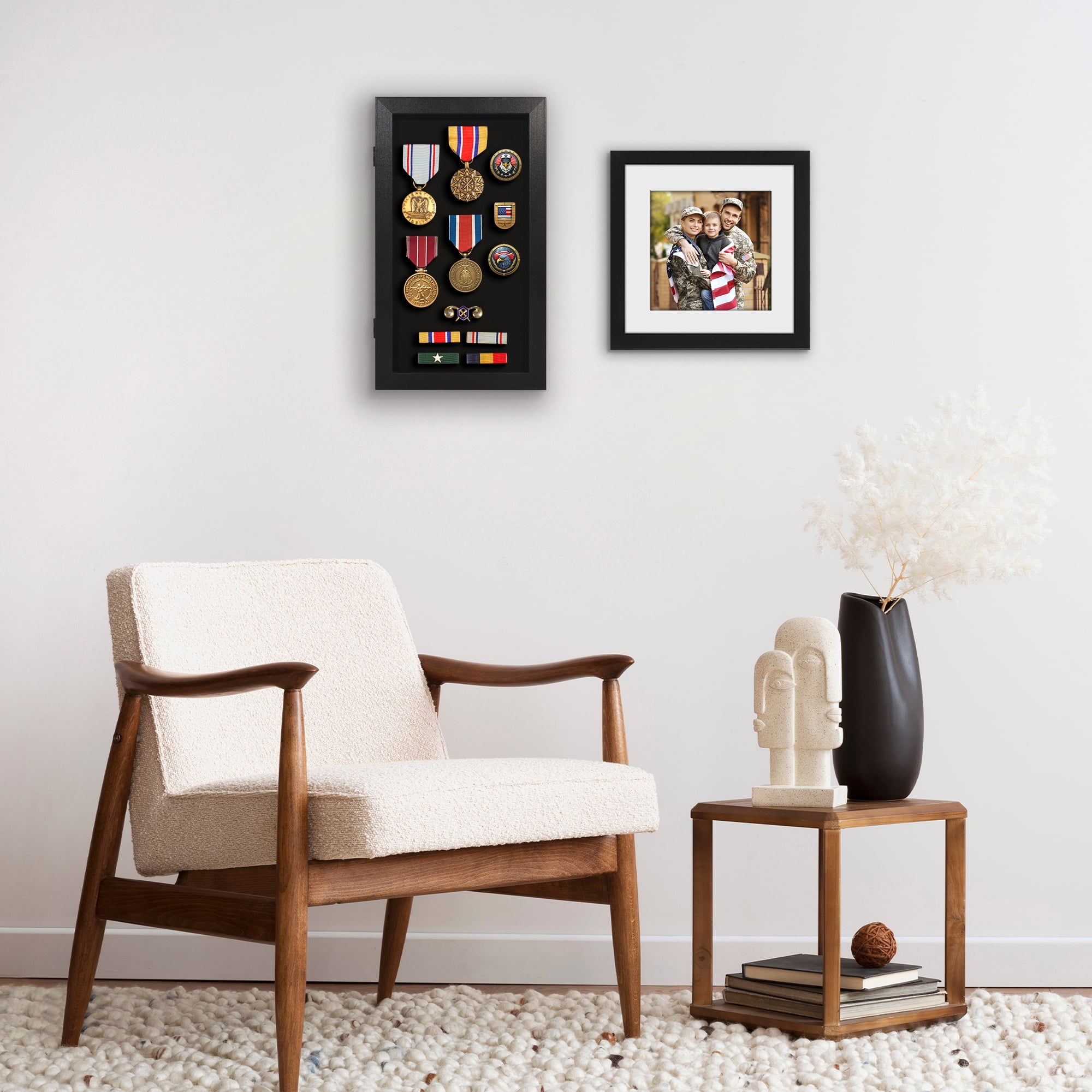 Americanflat 15x8.5 Picture Frame with Shatter-Resistant Glass Pin Display Case Ideal Enamel Pins - Black