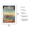thumbnail image 2 of Key West Florida - Vacation Year-Round - Ernest Hemingway's Yacht Pilar - Vintage Travel Poster by Kerne Erickson - Fine Art Matte Paper Print (Unframed) 18x24in, 2 of 4