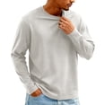 thumbnail image 4 of Zimjoy Long Sleeve Shirts for Men Soft Crew-Neck Moisture Wicking Mens Undershirt Comfort Solid Basic T Shirt, Khaki M, 4 of 9
