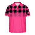 thumbnail image 4 of BiZtdJrK Big Sale Days, Mens Polo Shirts Short Sleeve Button Lapel Blouses Casual Slim Fit T Shirts Fashion Plaid Summer Shirts Big and Tall Work Tops Hot Pink XXXL, 4 of 6