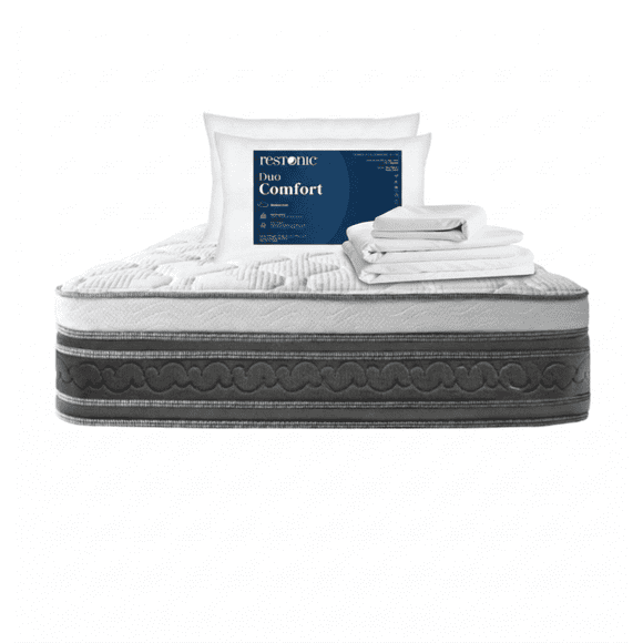 Colchon Individual Restonic Confort Ortopédico Anti-Estrés + 2 Almohadas Restonic + Sabanas