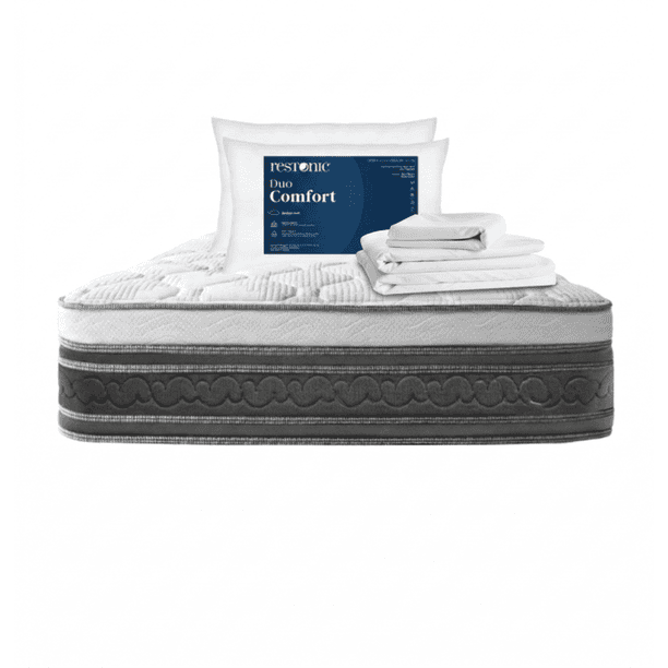 Colchón Matrimonial Restonic Confort Ortopédico Anti-Estrés + 2 Almohadas Restonic + Sabanas Frías