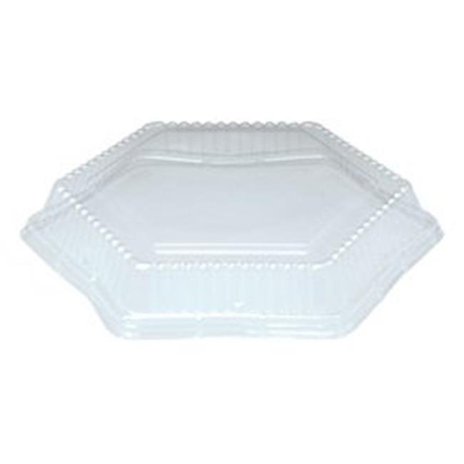 Genpak 94710 10 in. Plastic Hexagonal Dome Lid Tray for HX010, Clear
