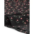 thumbnail image 5 of DARING DIVA Peter Pan Collar Tie Neck Elegant Floral Dress with Belt L Black, 5 of 6